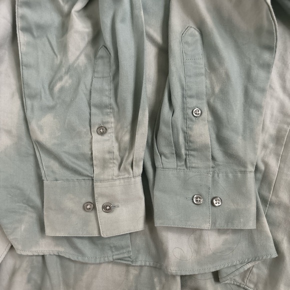 Green Tie Dye Button Up Collared Shirt - Picture 4 of 7